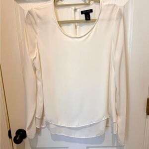 White House Black Market Creamy White Layered Blouse Sz 10